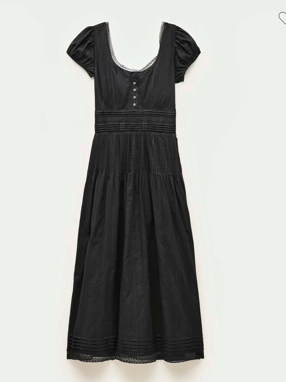 J.Crew Tall lace-trim pintuck midi dress in cotton dobby Black size Tall 14 NWT